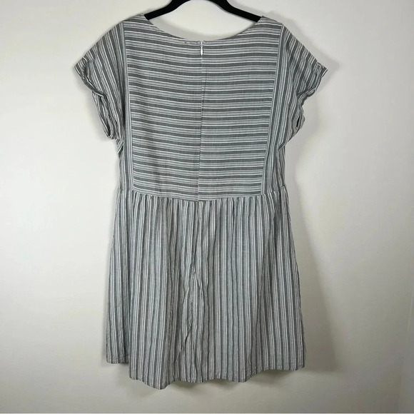 Altar'd State Women's Striped Mini Dress Gray Zip Cotton Short Sleeve Zip Medium - Picture 9 of 12